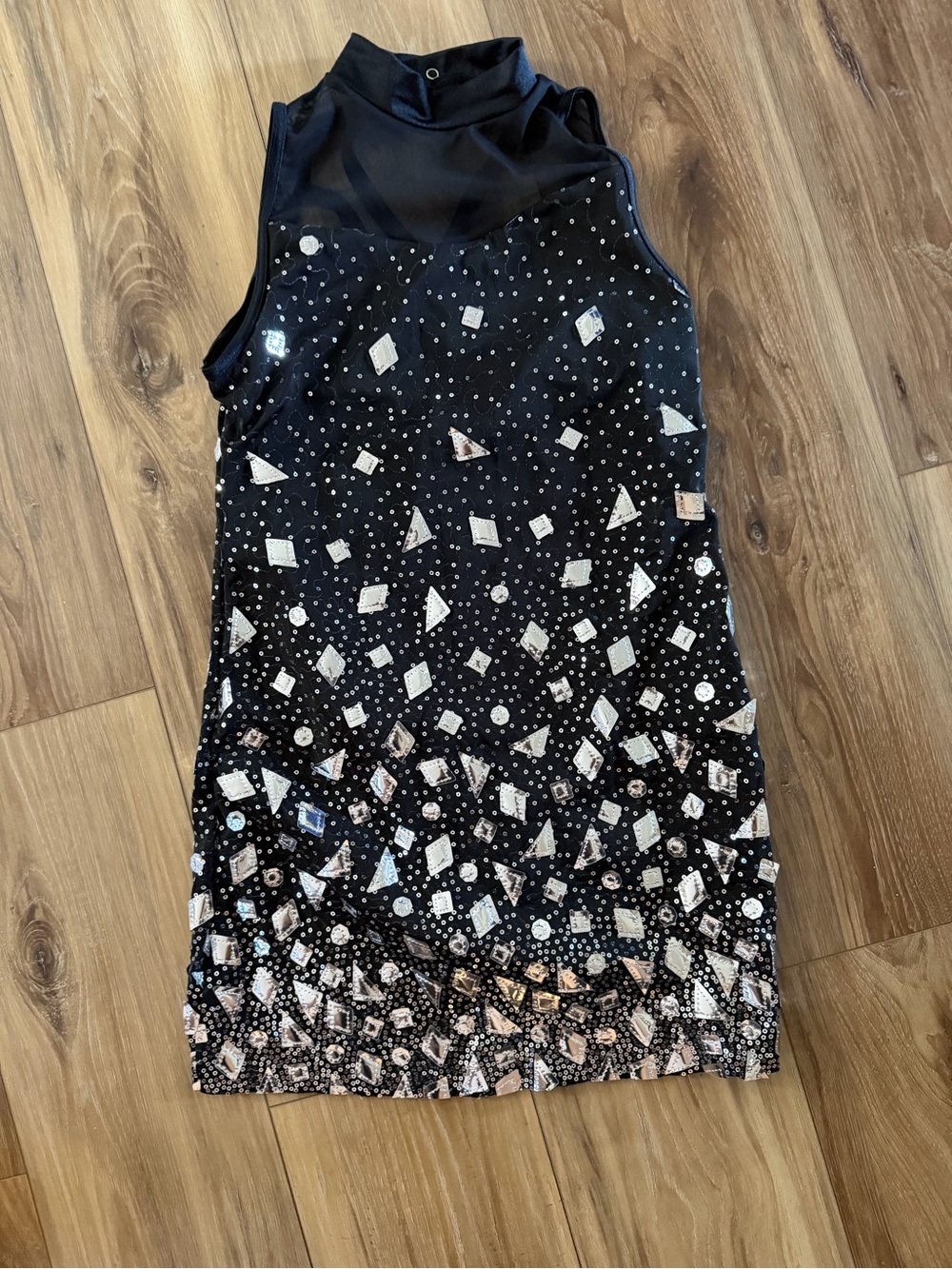 Weissman Black Sequin & Mirror Embellished Formal Dress.  Small adult